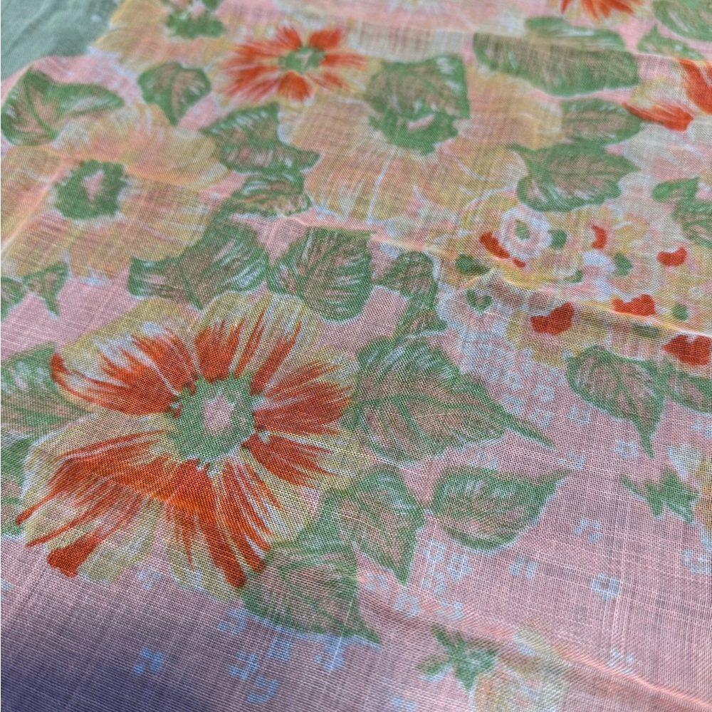 Floral Lightweight Scarf in Pink, Orange and Green - Unbranded